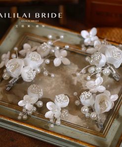 Set 3 Món Kẹp Hoa Kèm Bông Tai - Trắng