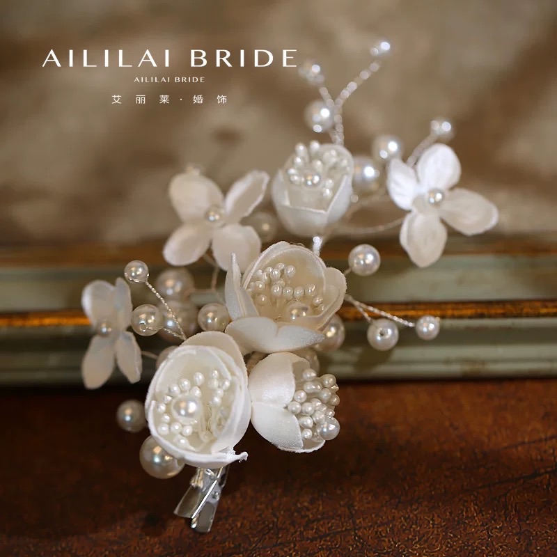 Set 3 Món Kẹp Hoa Kèm Bông Tai - Trắng - Hình ảnh 8