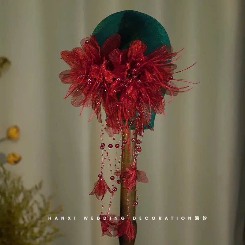 Set Hoa Voan Tua Rua Mix Pha Lê - Đỏ - Hình ảnh 5