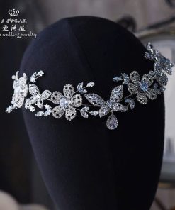 Băng Đô Đá Phụ Kiện Cài Tóc Cô Dâu - Hoa Đá Mix Hồ Điệp