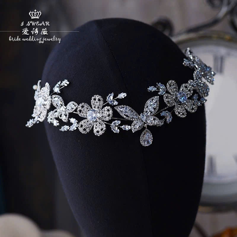 Băng Đô Đá Phụ Kiện Cài Tóc Cô Dâu - Hoa Đá Mix Hồ Điệp