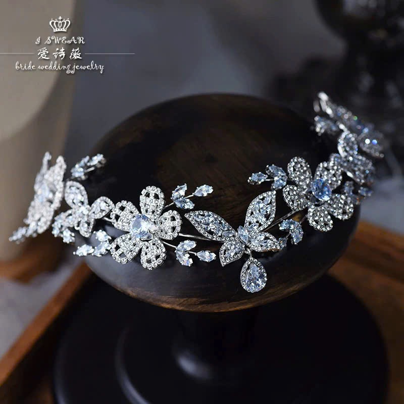 Băng Đô Đá Phụ Kiện Cài Tóc Cô Dâu - Hoa Đá Mix Hồ Điệp - Hình ảnh 6