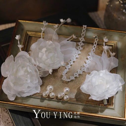 Set Hoa Mẫu Đơn Kèm Choker Bông Tai -