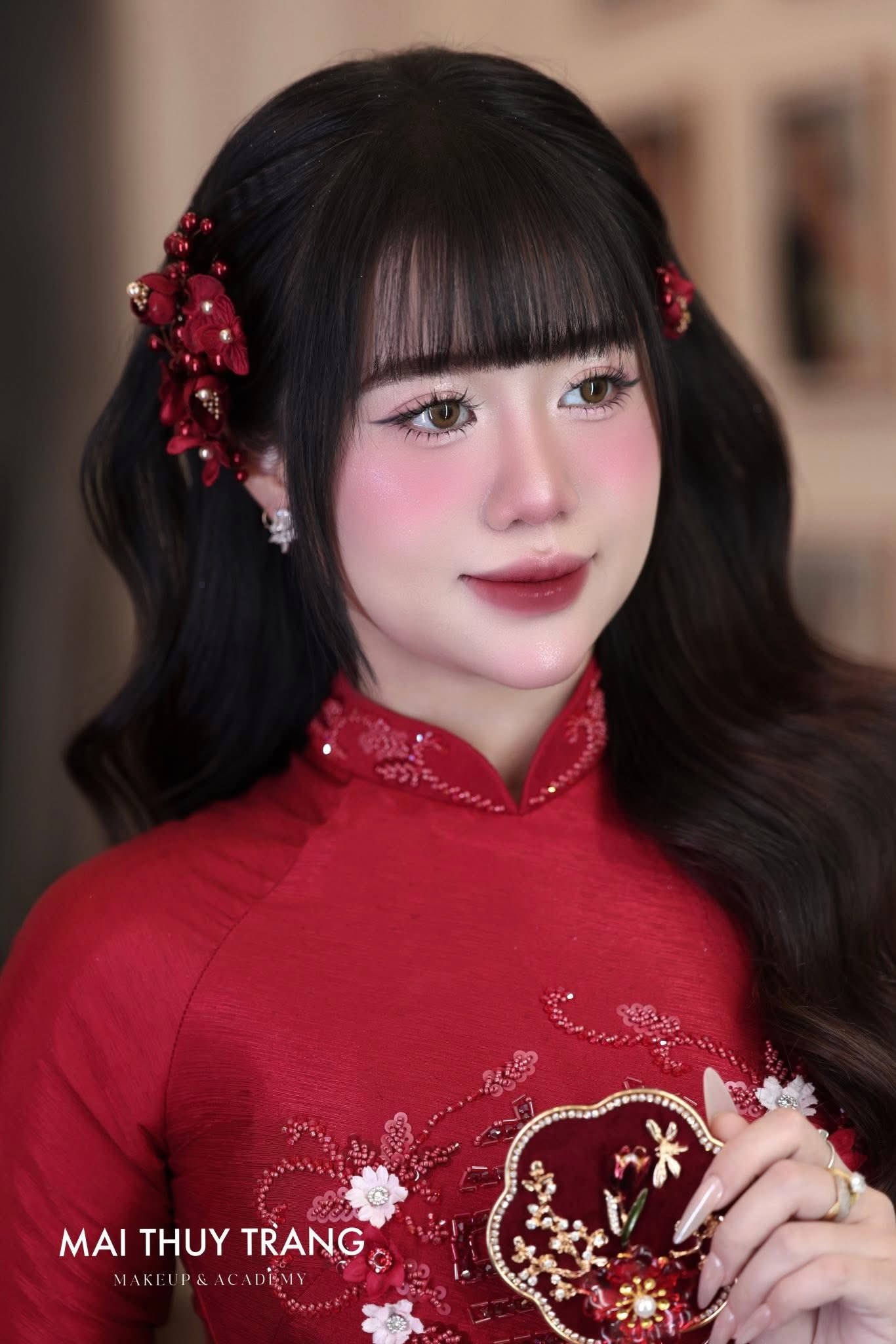 Set 3 Món Kẹp Hoa Kèm Bông Tai - Đỏ - Hình ảnh 9