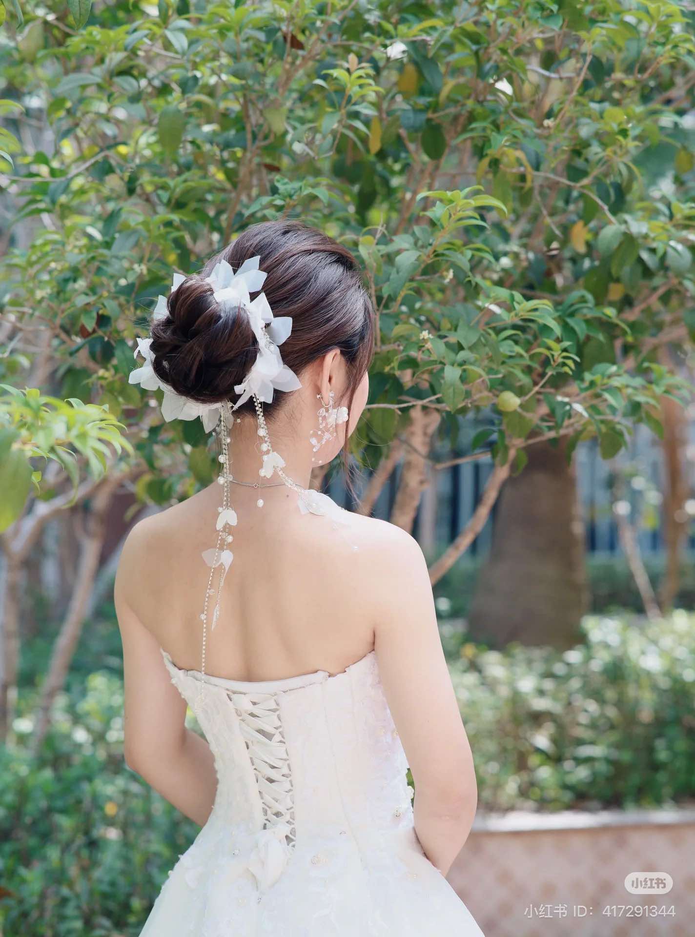 Băng Đô Cô Dâu Cài Hoa Nhẹ Nhàng, Bờm Hoa Cài Tóc - Hoa Voan - Hình ảnh 5