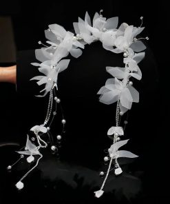 Băng Đô Cô Dâu Cài Hoa Nhẹ Nhàng, Bờm Hoa Cài Tóc - Hoa Voan
