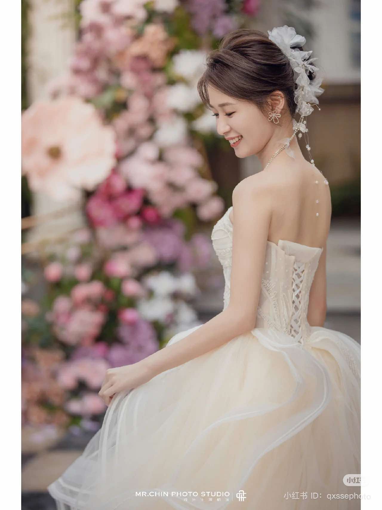 Băng Đô Cô Dâu Cài Hoa Nhẹ Nhàng, Bờm Hoa Cài Tóc - Hoa Voan - Hình ảnh 3