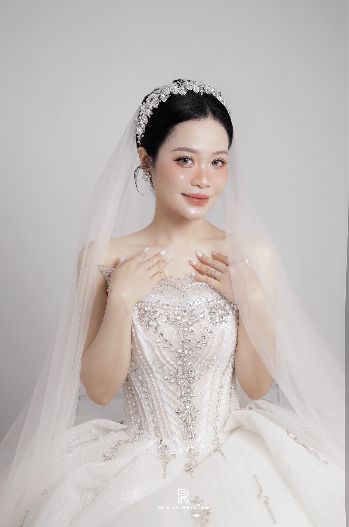 Băng Đô Đá Phụ Kiện Cài Tóc Cô Dâu - Line Lớn - Hình ảnh 8