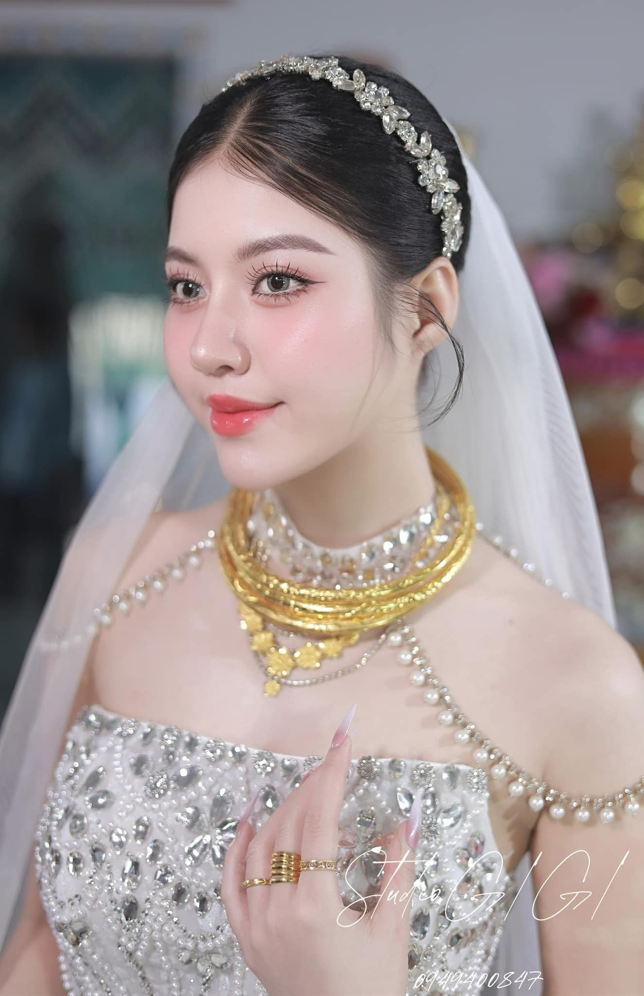 Băng Đô Đá Phụ Kiện Cài Tóc Cô Dâu - Line Nhỏ - Hình ảnh 7