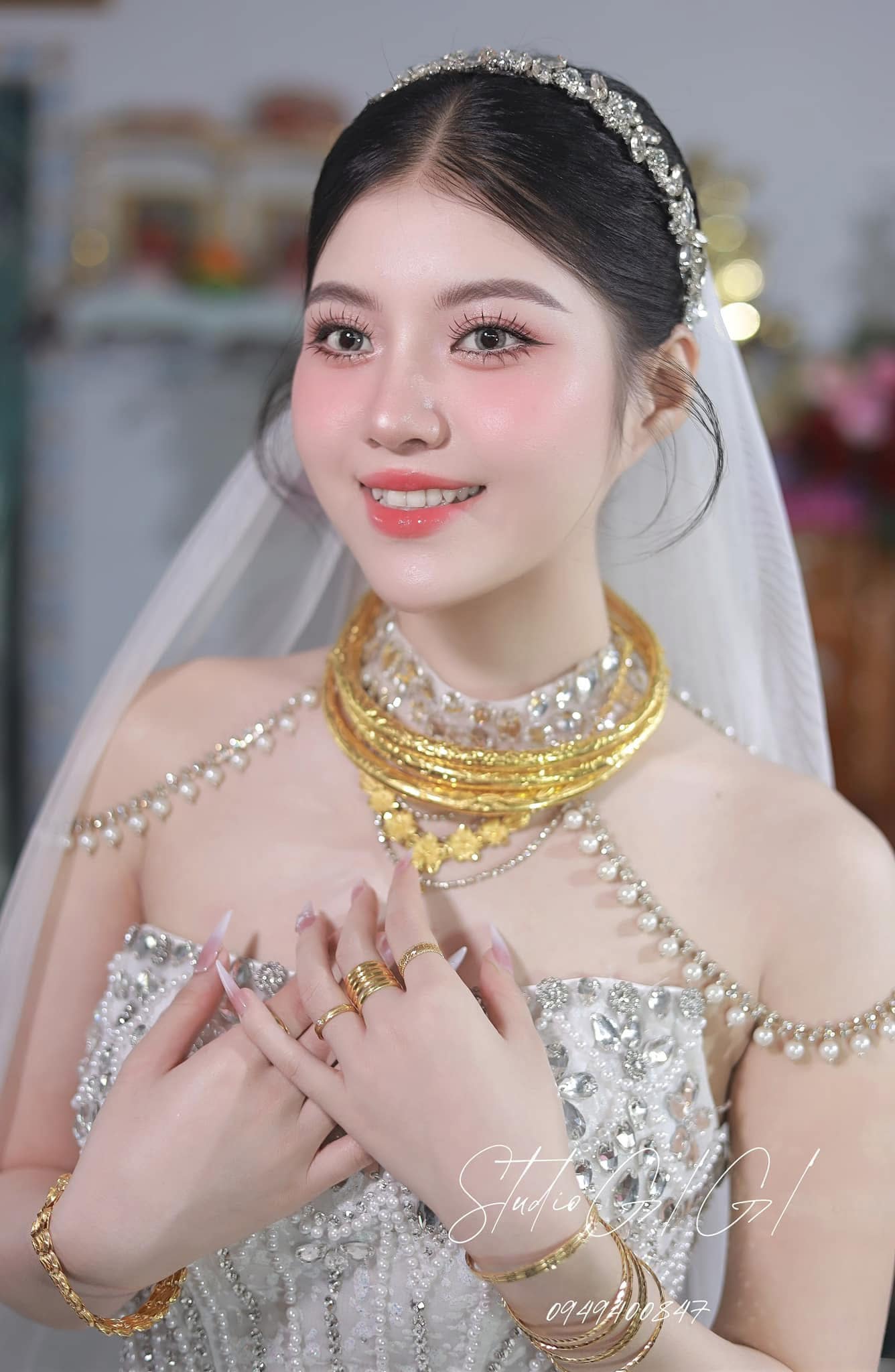 Băng Đô Đá Phụ Kiện Cài Tóc Cô Dâu - Line Nhỏ - Hình ảnh 6