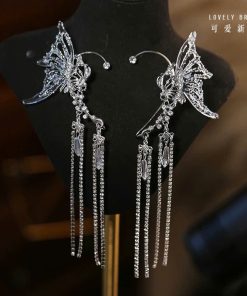 Cài Móc Vành Tai - Cánh Hồ Điệp Phale Tua Rua Đá