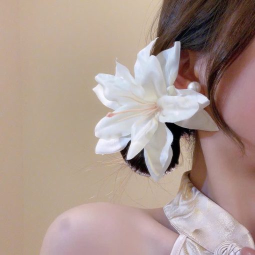 Kẹp Hoa Cài Tóc - Hoa Ly Trắng - Hình ảnh 2