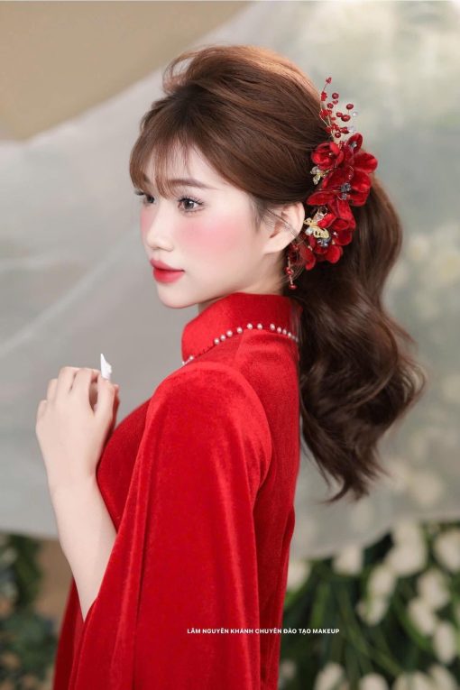 Set 3 Món Hoa Đỏ Nhung Nhụy Phale Xanh - - Hình ảnh 10