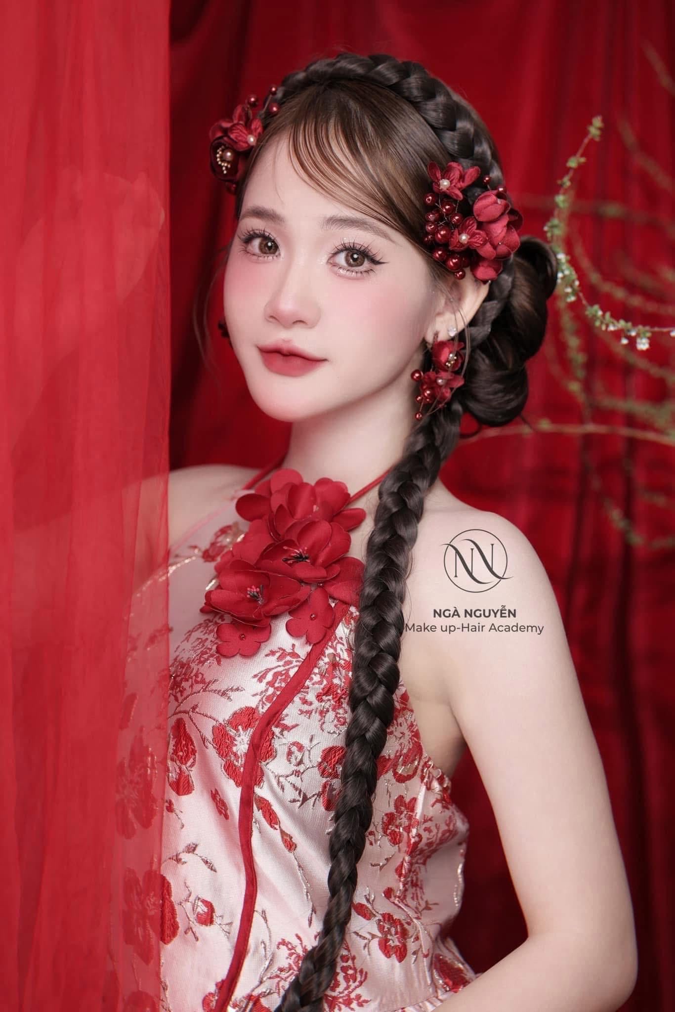 Set 3 Món Kẹp Hoa Kèm Bông Tai - Đỏ - Hình ảnh 19