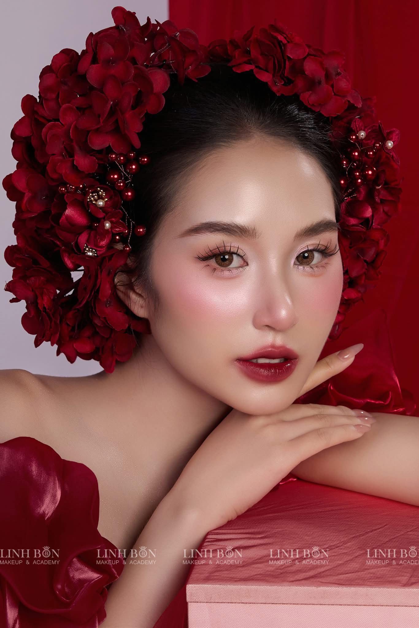 Set 3 Món Kẹp Hoa Kèm Bông Tai - Đỏ - Hình ảnh 12