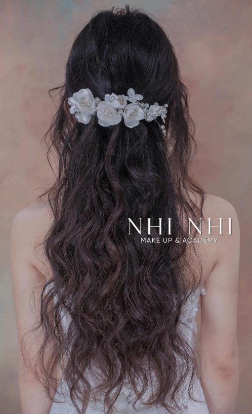 Set 3 Món Kẹp Hoa Kèm Bông Tai - Trắng - Hình ảnh 6