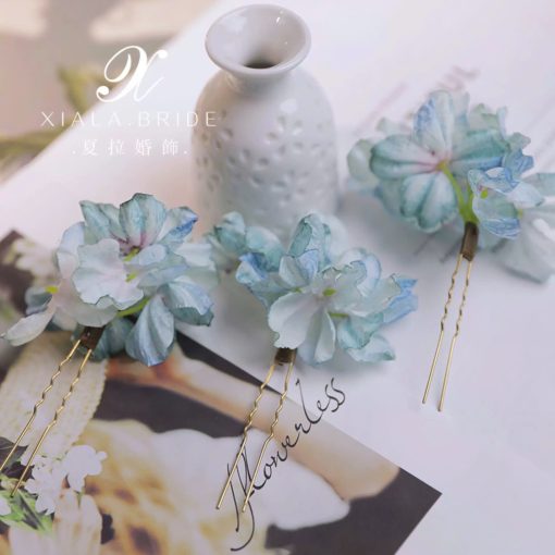 Set 3 Món Trâm Cài Hoa Giấy - Xanh - Hình ảnh 5