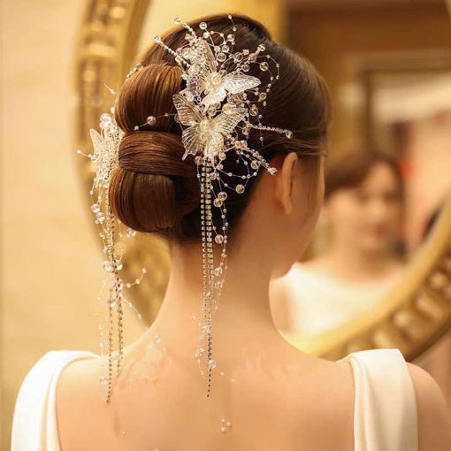 Set Cài Hồ Điệp Trong Suốt Đa Sắc Tua Rua Phale Kèm Băng Đô Lưới - Hình ảnh 2