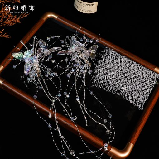 Set Cài Hồ Điệp Trong Suốt Đa Sắc Tua Rua Phale Kèm Băng Đô Lưới
