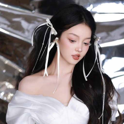 Set Choker NơTrắng Kèm Bông Tai - - Hình ảnh 5