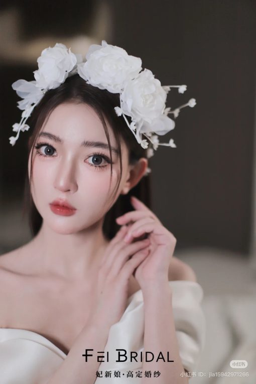 Set Hoa Mẫu Đơn Kèm Choker Bông Tai - - Hình ảnh 2