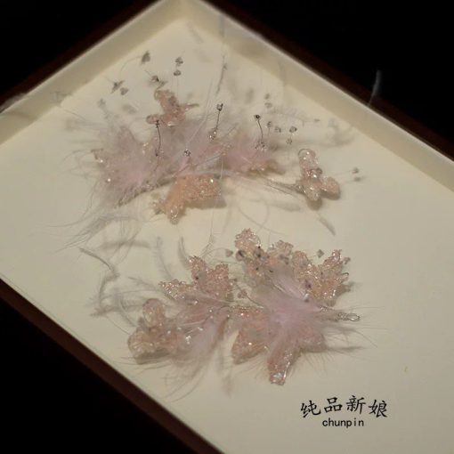 Set Ốp Đá Phale - Hoa Cánh Nhọn Mix Lông Vũ Màu Hồng Pastel - Hình ảnh 3
