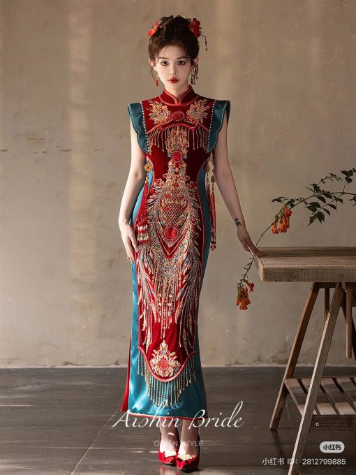 Set Trâm 3 Món Kèm Bông Tai, Trâm Cài Tóc Cô Dâu, Trâm Áo Dài, Phụ Kiện Cưới - Đỏ - Hình ảnh 21