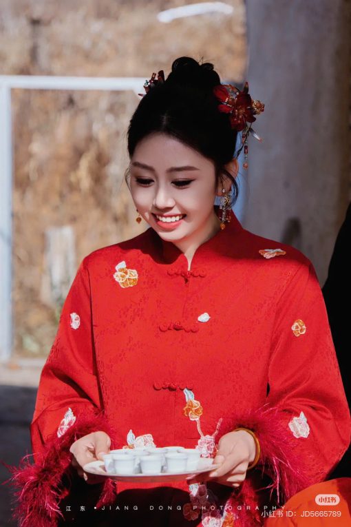 Set Trâm 3 Món Kèm Bông Tai, Trâm Cài Tóc Cô Dâu, Trâm Áo Dài, Phụ Kiện Cưới - Đỏ - Hình ảnh 22