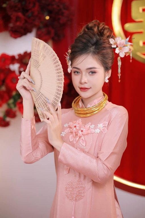 Set Trâm 3 Món Kèm Bông Tai, Trâm Cài Tóc Cô Dâu, Trâm Áo Dài, Phụ Kiện Cưới - Hồng - Hình ảnh 6