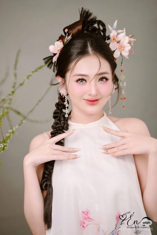 Set Trâm 3 Món Kèm Bông Tai, Trâm Cài Tóc Cô Dâu, Trâm Áo Dài, Phụ Kiện Cưới - Hồng - Hình ảnh 21