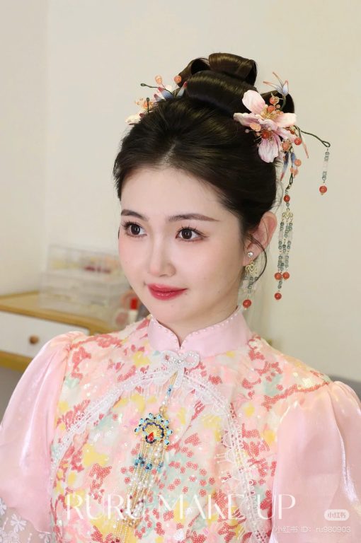 Set Trâm 3 Món Kèm Bông Tai, Trâm Cài Tóc Cô Dâu, Trâm Áo Dài, Phụ Kiện Cưới - Hồng - Hình ảnh 22