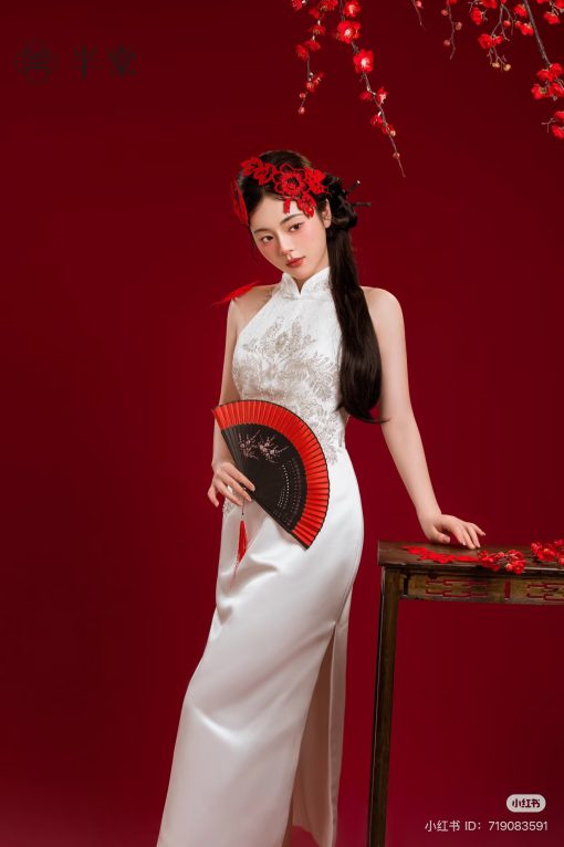 Set Trâm Chim Én Giấy Cắt Đỏ, Phụ Kiện Cô Dâu Màu Đỏ, Phụ Kiện Cưới - Không Bông Tai - Hình ảnh 4