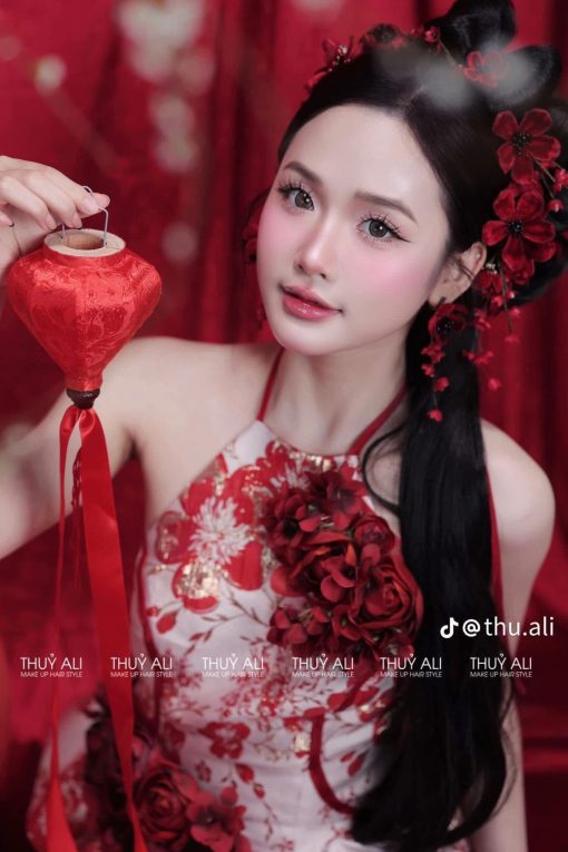 Set Trâm Đỏ 4 Món Kèm Bông Tai - - Hình ảnh 4