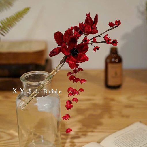Set Trâm Đỏ 4 Món Kèm Bông Tai - - Hình ảnh 21
