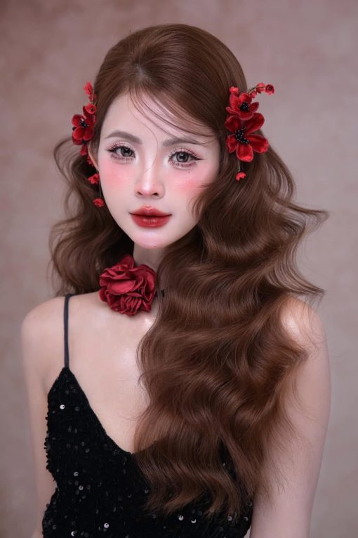Set Trâm Đỏ 4 Món Kèm Bông Tai - - Hình ảnh 5