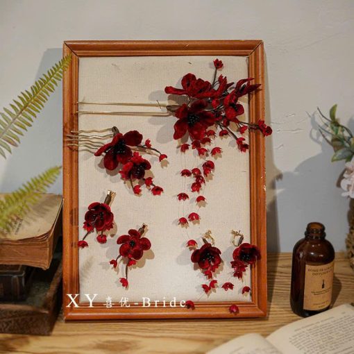 Set Trâm Đỏ 4 Món Kèm Bông Tai - - Hình ảnh 23