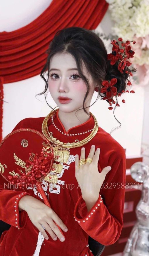Set Trâm Đỏ 4 Món Kèm Bông Tai - - Hình ảnh 8