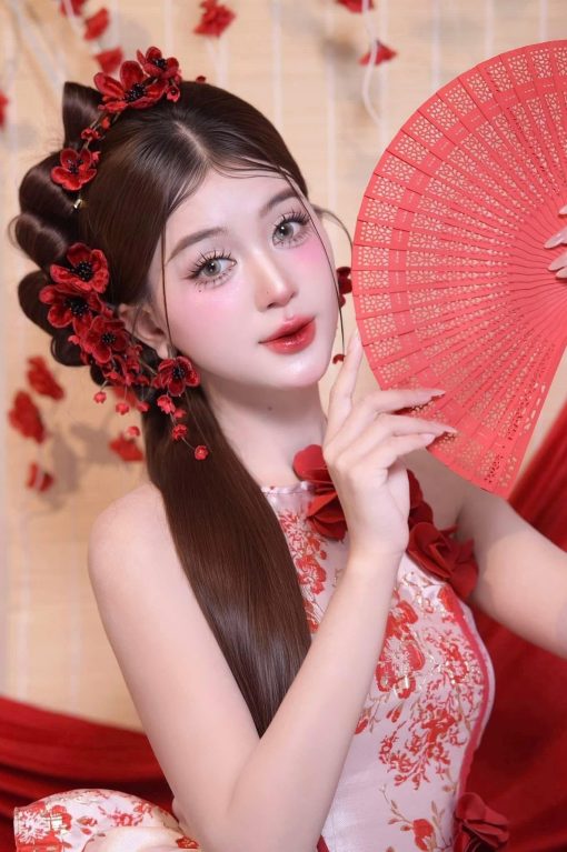 Set Trâm Đỏ 4 Món Kèm Bông Tai - - Hình ảnh 11