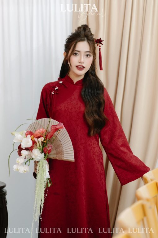 Trâm Hoa Nhung Đỏ Tua Rua, Trâm Cài Tóc Cô Dâu, Phụ Kiện Cài Tóc Cô Dâu Màu Đỏ, Phụ Kiện Cưới - - Hình ảnh 7