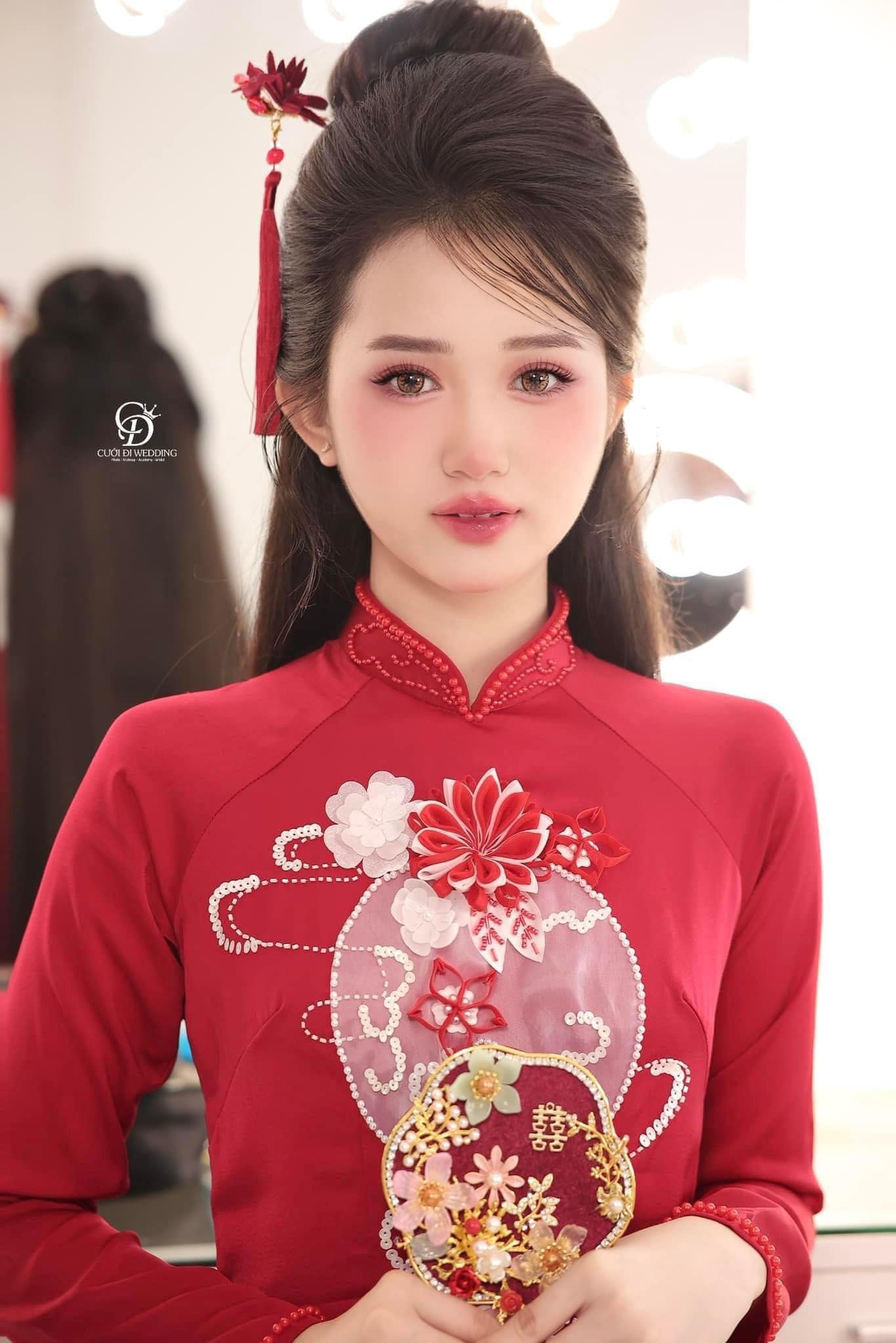 Trâm Hoa Nhung Đỏ Tua Rua, Trâm Cài Tóc Cô Dâu, Phụ Kiện Cài Tóc Cô Dâu Màu Đỏ, Phụ Kiện Cưới - - Hình ảnh 8