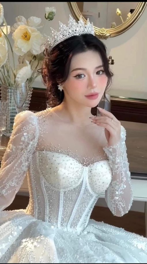 VƯƠNG MIỆN CÔ DÂU STYLE HÀN QUỐC ĐÍNH ĐÁ - - Hình ảnh 4