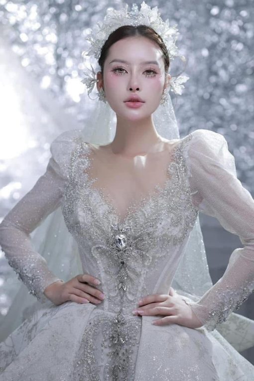 VƯƠNG MIỆN HOA NHŨ KẾT ĐÁ PHALE KÈM BÔNG TAI - - Hình ảnh 4