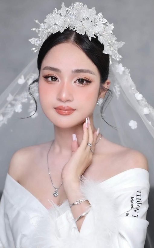 VƯƠNG MIỆN HOA NHŨ KẾT ĐÁ PHALE KÈM BÔNG TAI - - Hình ảnh 5