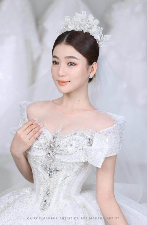 VƯƠNG MIỆN HOA NHŨ KẾT ĐÁ PHALE KÈM BÔNG TAI - - Hình ảnh 7