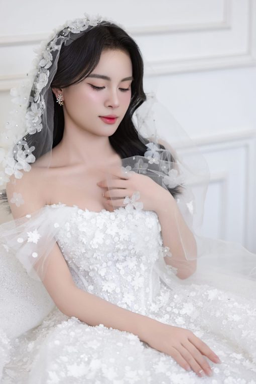 Voan Hoa Đính Đá Hạt Trai 150cm - - Hình ảnh 5