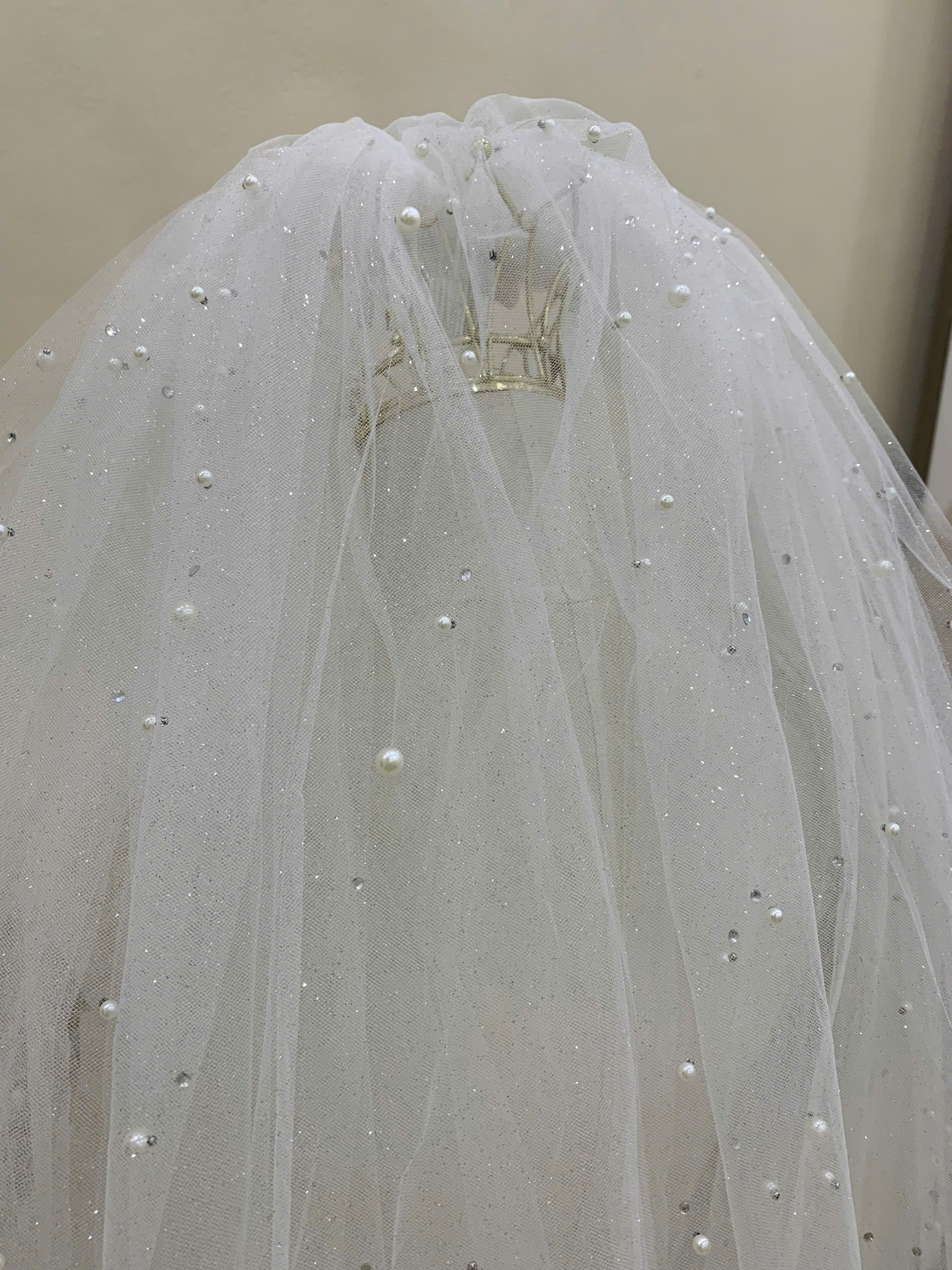 Voan 2 Tầng Đính Hạt Trai Rơi 60cm x80cm - - Hình ảnh 3