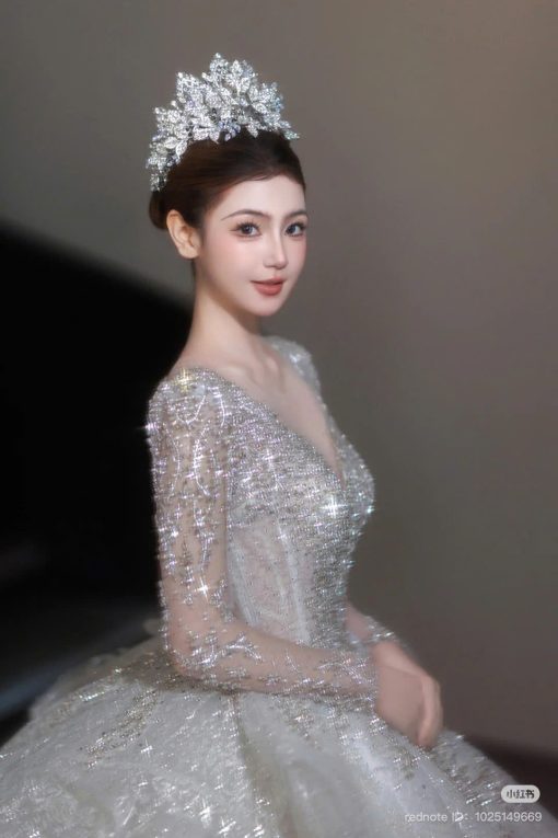 Vương Miện Đá Cao Cấp 2 in 1 Kèm Bông Tai - - Hình ảnh 5
