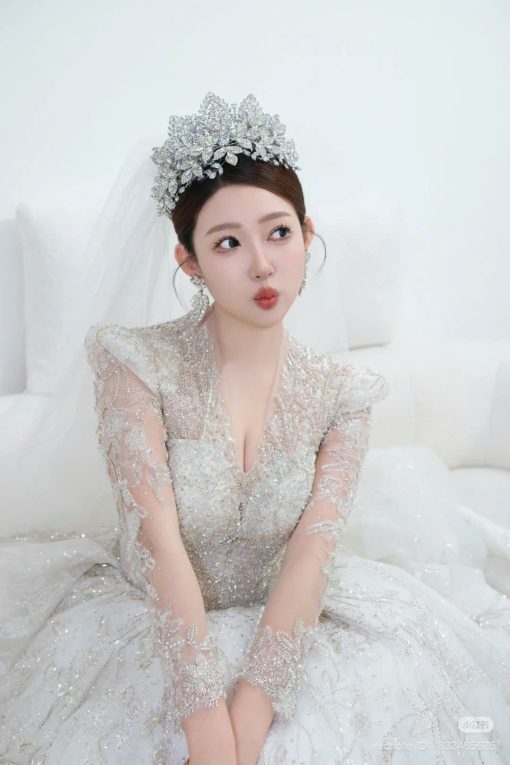 Vương Miện Đá Cao Cấp 2 in 1 Kèm Bông Tai - - Hình ảnh 6