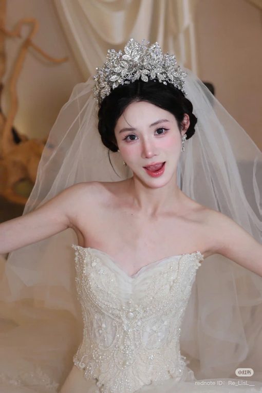 Vương Miện Đá Cao Cấp 2 in 1 Kèm Bông Tai - - Hình ảnh 7