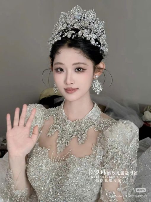 Vương Miện Đá Cao Cấp 2 in 1 Kèm Bông Tai - - Hình ảnh 8